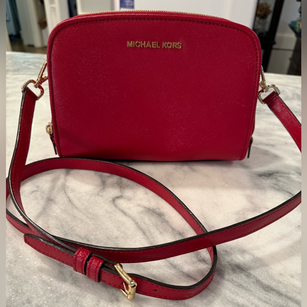 Michael Kors Red Dome Small Crossbody Bag